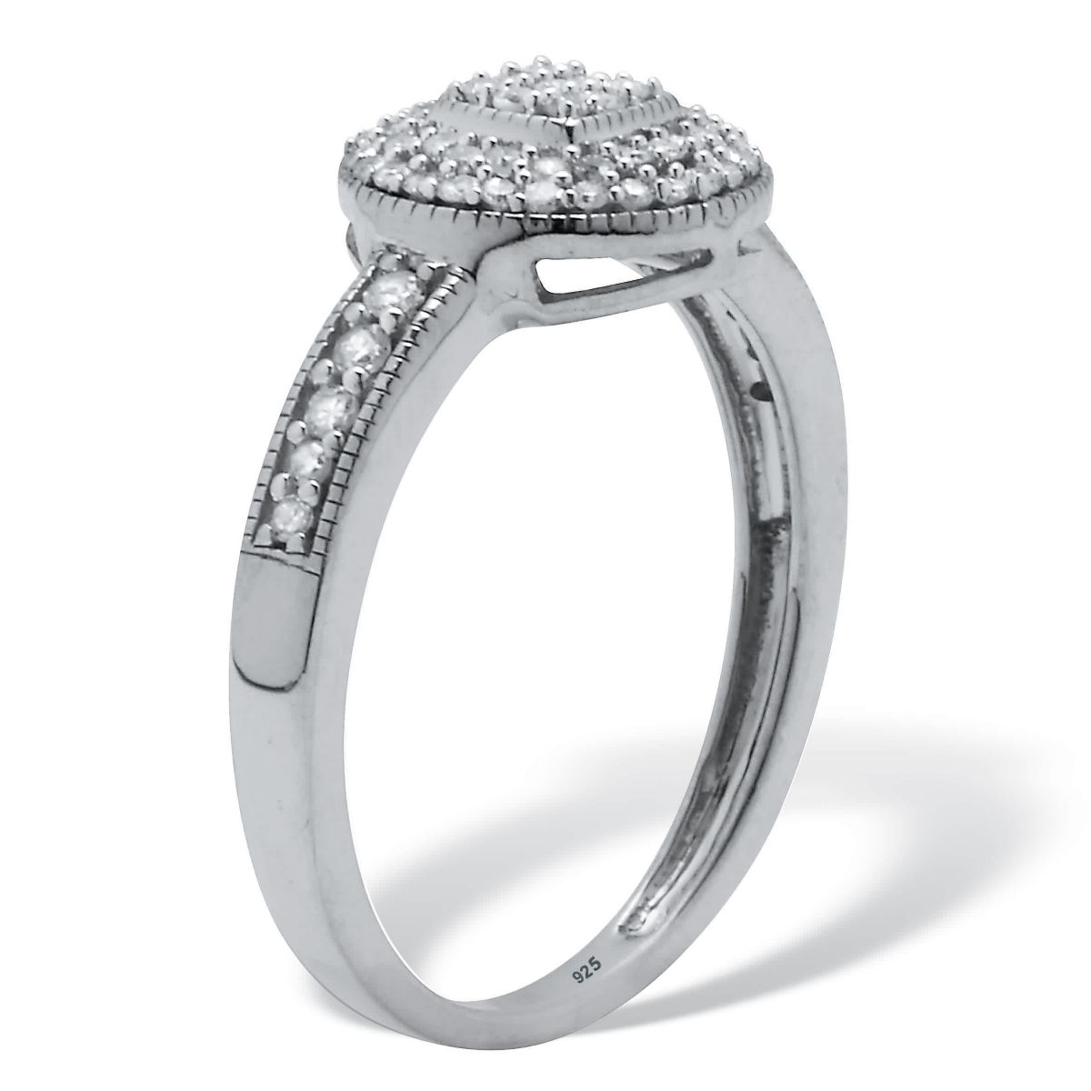 Seta Jewelry .30 TCW Diamond Sterling Silver Halo Engagement Ring | Belk