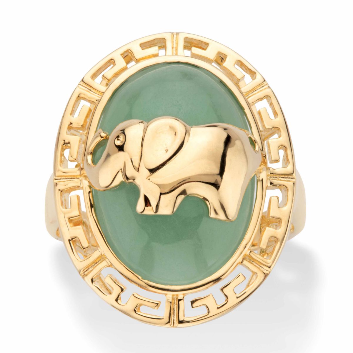 Seta Jewelry Genuine Green Jade 14k Gold-plated Sterling Silver Oval ...