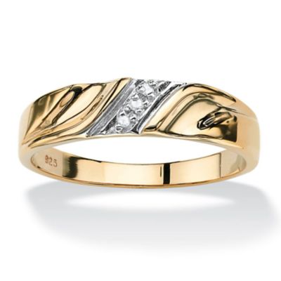 Seta Jewelry Men s Diamond Accented Wedding Ring in Gold Plated