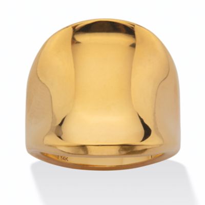 Seta Jewelry Polished 14k Yellow Gold Ultra-Lightweight Nano Diamond Resin Filled Concave Freeform Ring, 8