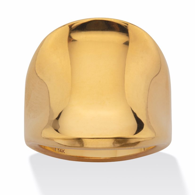 Concave 14k Yellow Gold Ultra-Lightweight Nano Diamond Resin FilledFreeform Ring