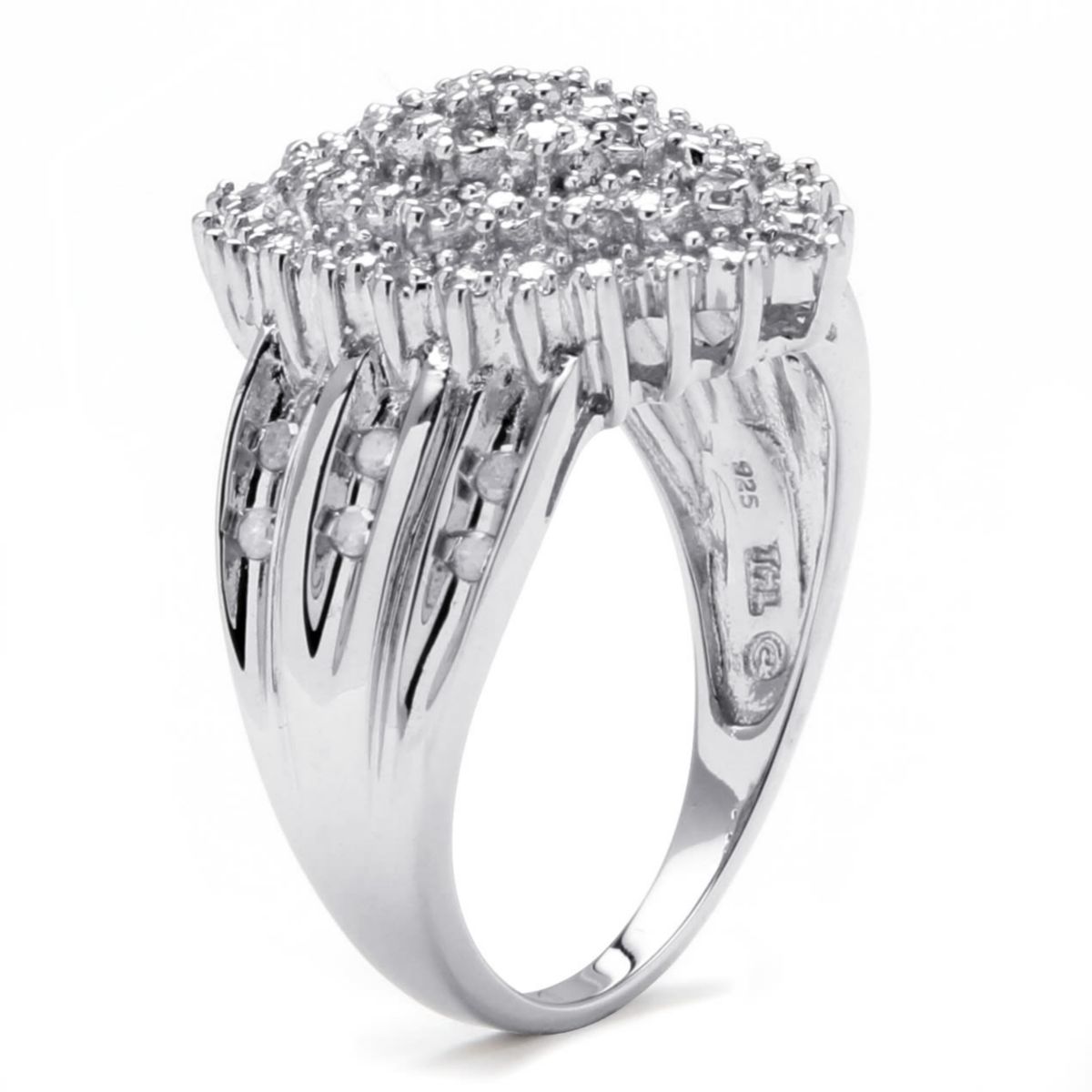 Seta Jewelry 3/8 TCW Round Diamond Cluster Ring in Platinum-plated ...