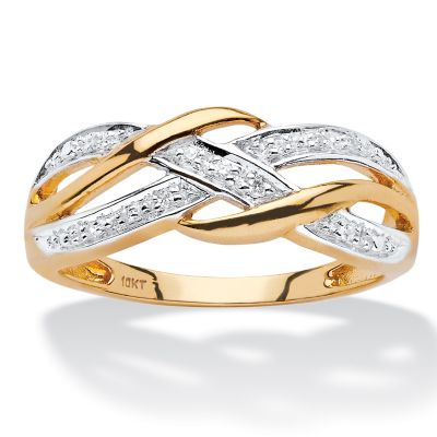 Seta Jewelry Diamond Accent Braided Crossover Ring in 10k Yellow Gold, White, 9