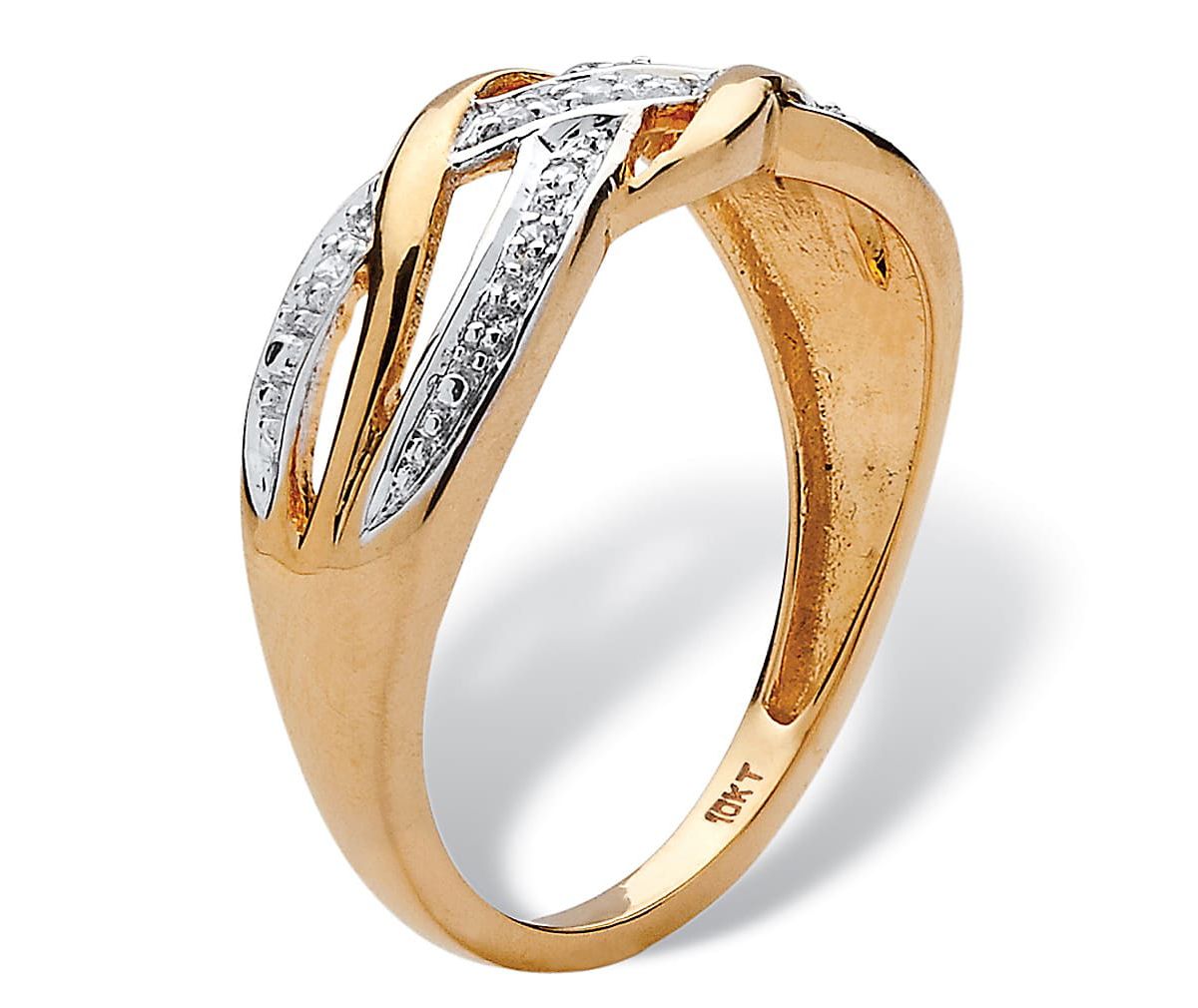 Diamond Accent Braided Crossover Ring in 10k Yellow Gold