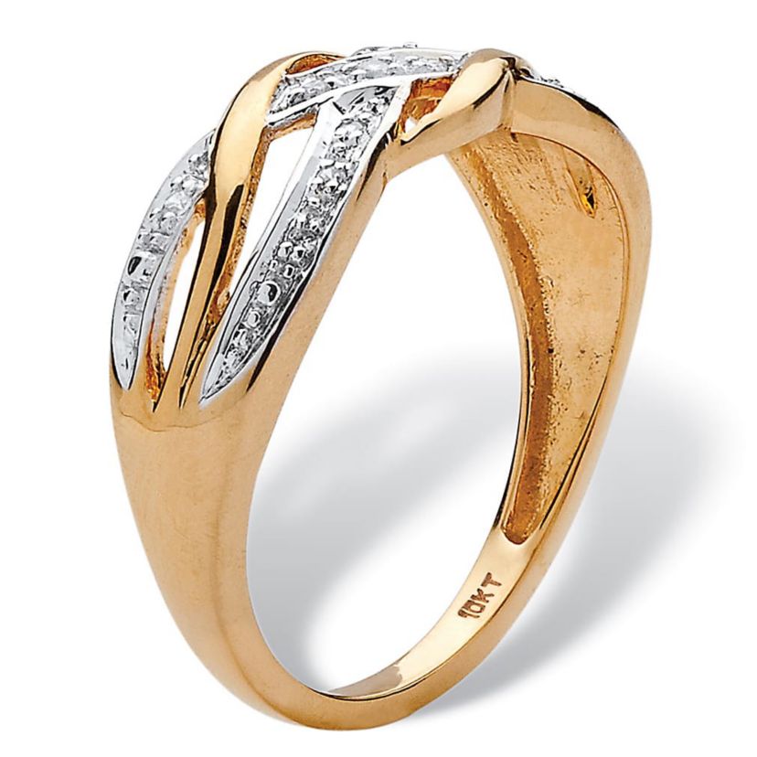 Diamond Accent Braided Crossover Ring in 10k Yellow Gold