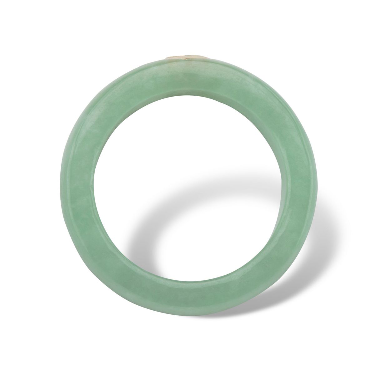 .30 TCW Genuine Green Jade and White Topaz Solid 10k Yellow Gold Ring