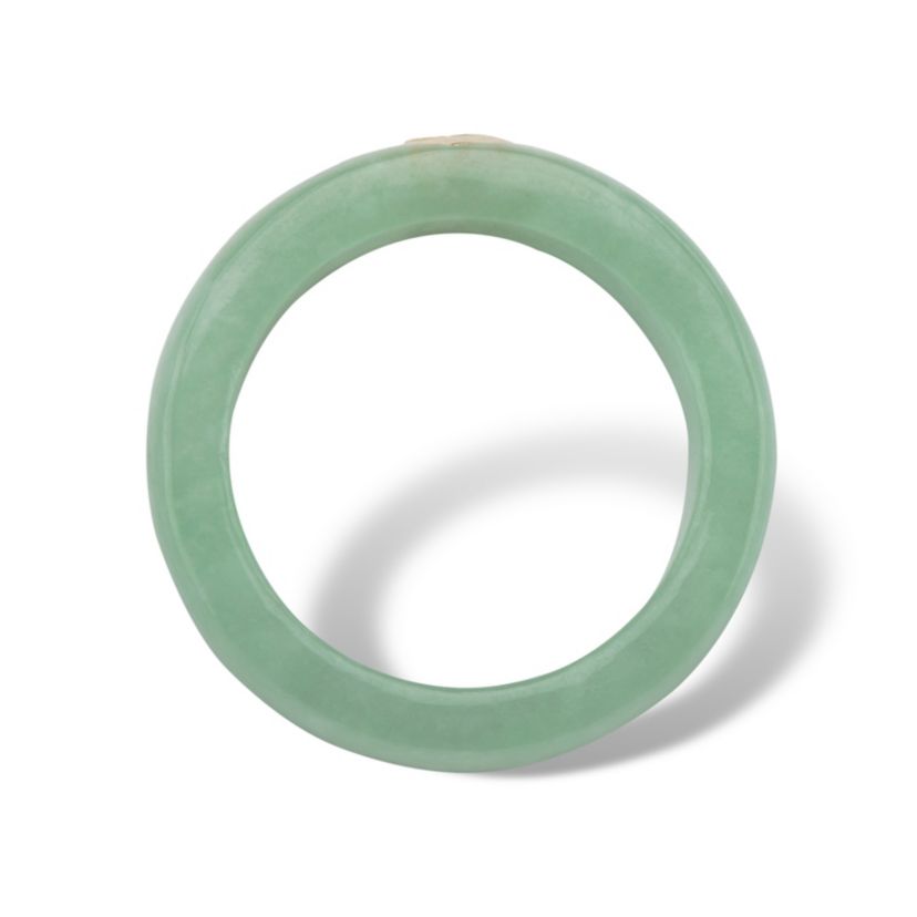 .30 TCW Genuine Green Jade and White Topaz Solid 10k Yellow Gold Ring