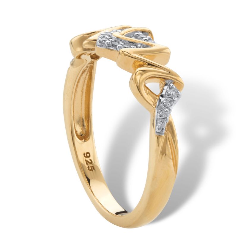 1/10 Cttw. 18k Yellow Gold-plated Silver Round Diamond "Mom" Hearts Ring
