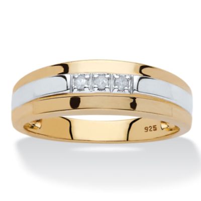 Seta Jewelry Men's Diamond Accent 18k Yellow Gold-plated Sterling Silver Two-Tone Band