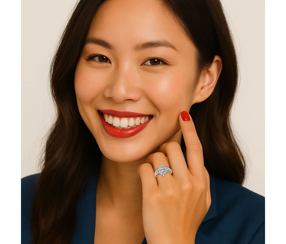 1/10 TCW Diamond Marquise-Shaped Step Ring in Gold-Plated Sterling Silver