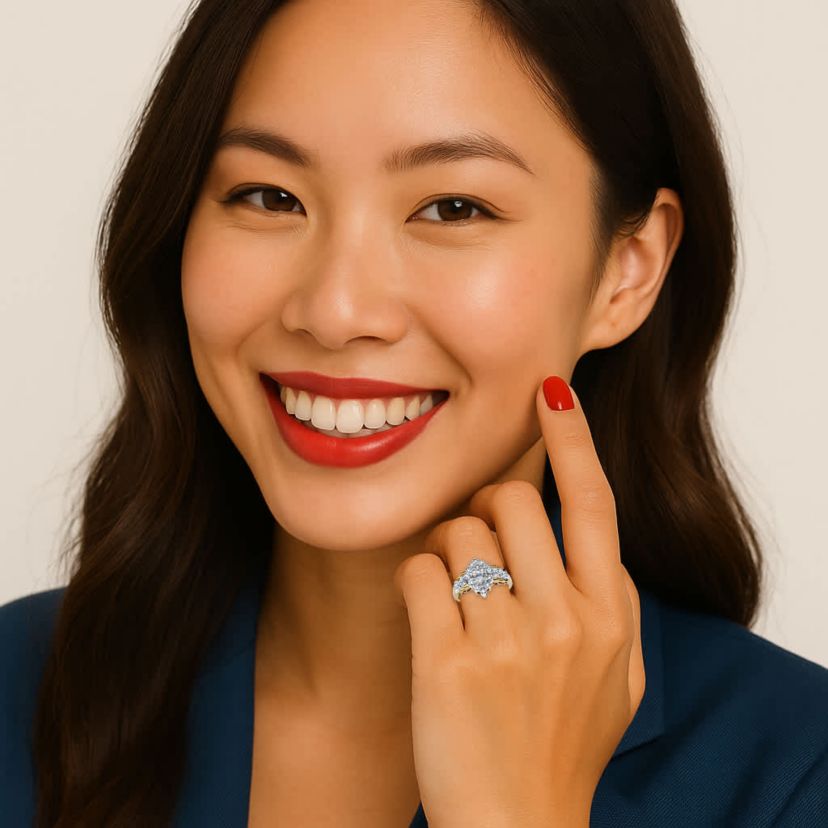 1/10 TCW Diamond Marquise-Shaped Step Ring in Gold-Plated Sterling Silver