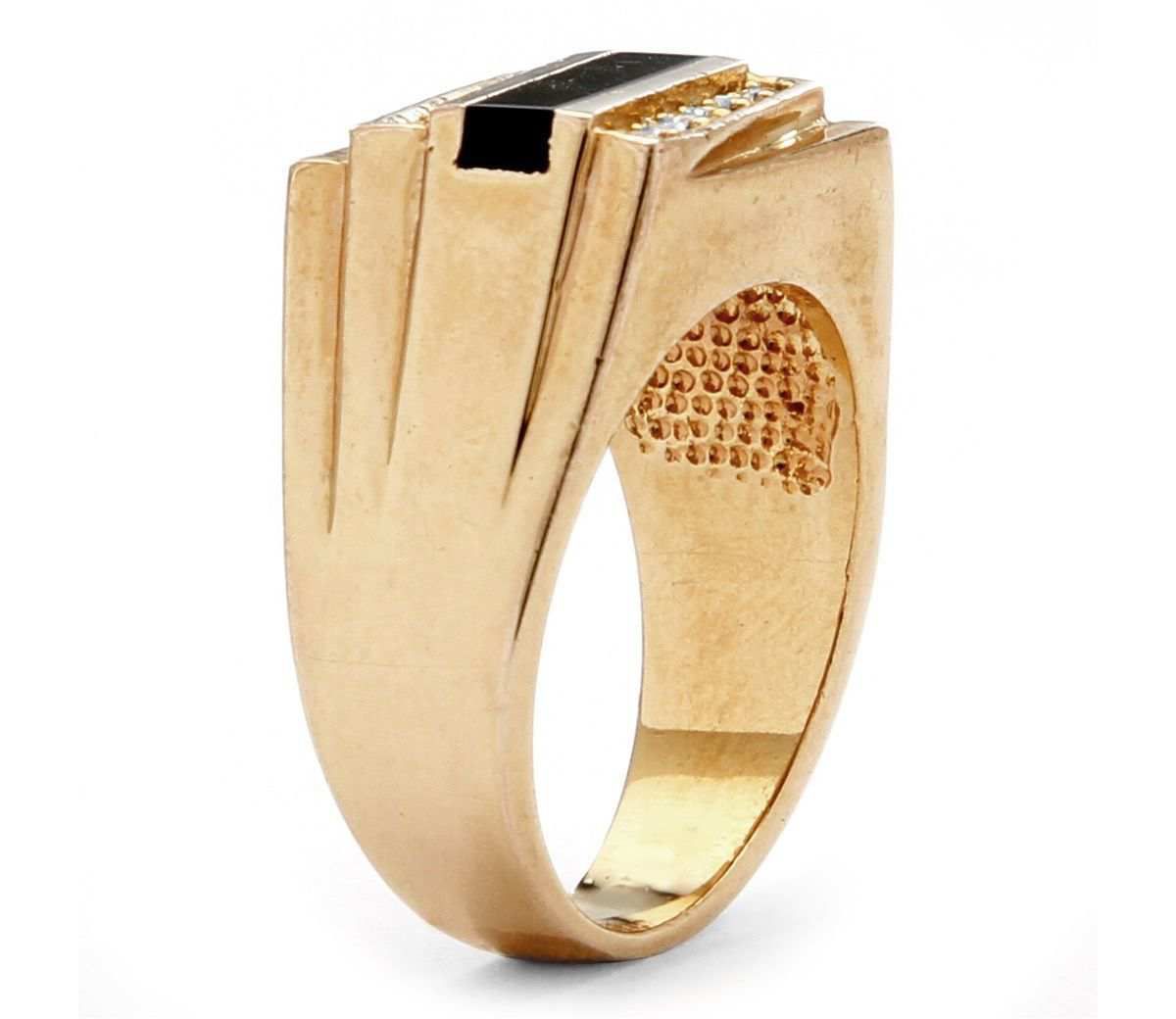 Mens Emerald-Cut Genuine Onyx Crystal Accent Gold-Plated Classic Ring