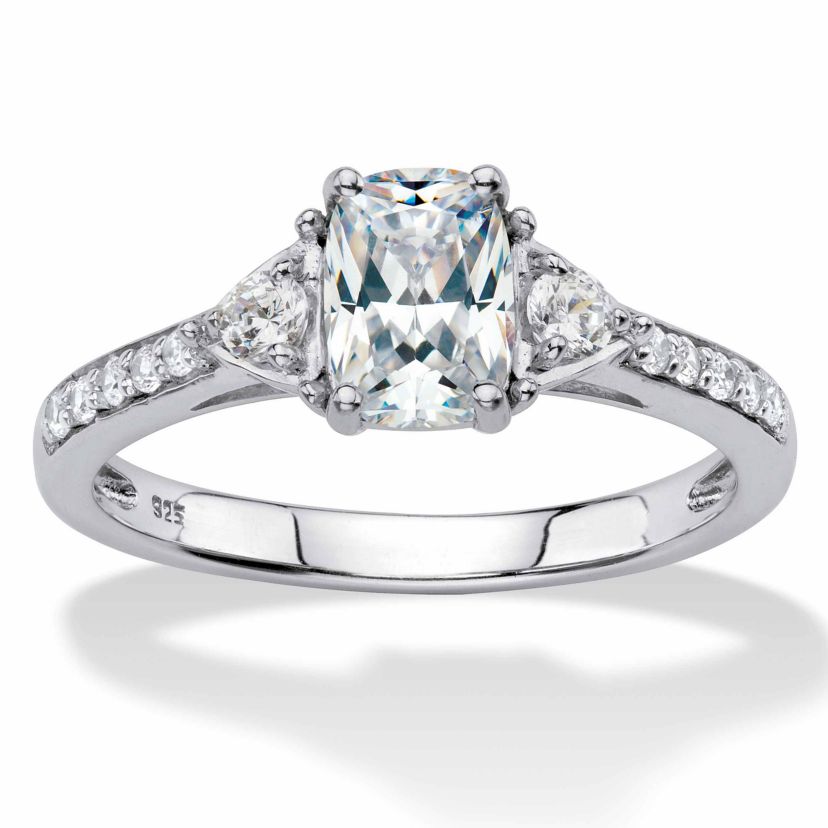 Lab Created 1.70 Cttw. Platinum-plated Sterling Silver Created White Sapphire Promise Ring