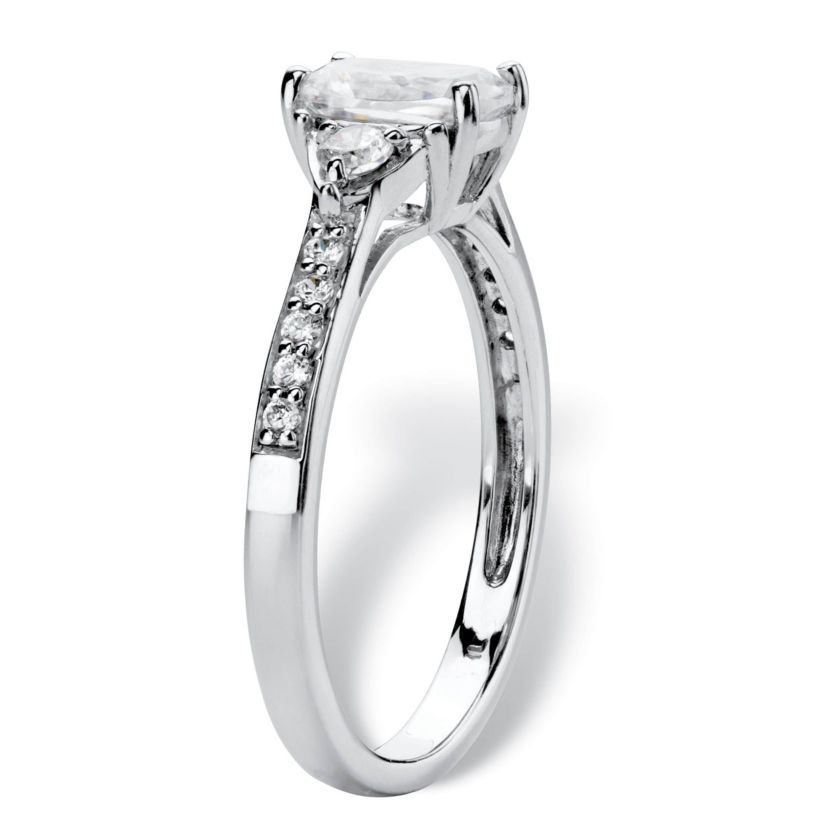 Lab Created 1.70 Cttw. Platinum-plated Sterling Silver Created White Sapphire Promise Ring