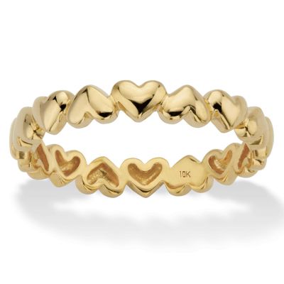Seta Jewelry Polished Solid 10k Yellow Gold Heart-Link Eternity Ring, 7
