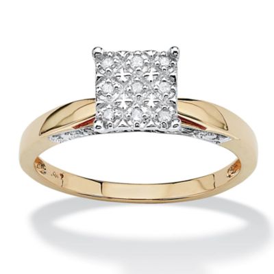 Seta Jewelry 1/10 TCW Round Diamond Pave 10k Yellow Gold Princess ...