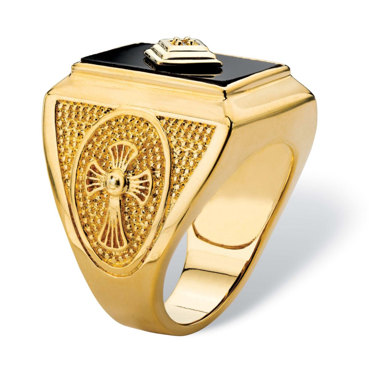 Seta Jewelry Men's Genuine Black Onyx and Diamond Accent Gold-Plated ...