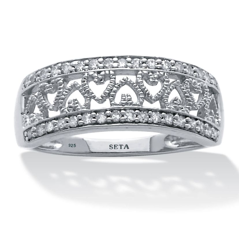 .25 TCW Diamond Sterling Silver Interchanging Heart Promise Ring