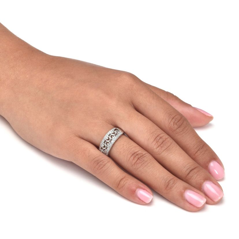 .25 TCW Diamond Sterling Silver Interchanging Heart Promise Ring