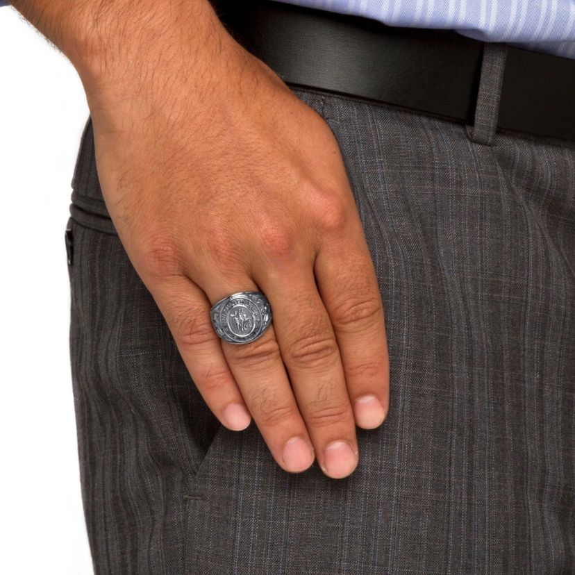 Seta Jewelry Men's Veteran Signet Ring in Stainless Steel | Belk