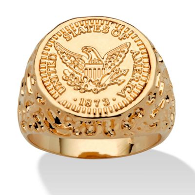 Seta Jewelry Men's Gold-Plated American Eagle Coin Replica Nugget-Style Ring, Gold, 10