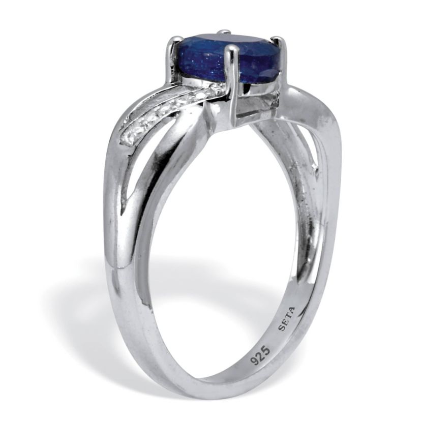 Seta Jewelry 1.92 TCW Oval Cut Genuine Blue Sapphire and White Topaz ...