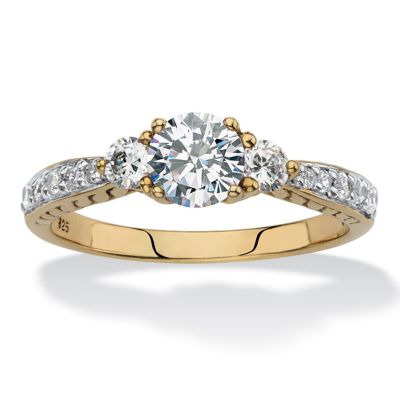 Seta Jewelry Lab Created Round Created White Sapphire 3-Stone Promise Ring 1.45 TCW in 18k Gold-plated Sterling Silver