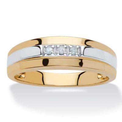 Seta Jewelry Men's Diamond Accent Two-Tone Band in 18k Yellow Gold-Plated