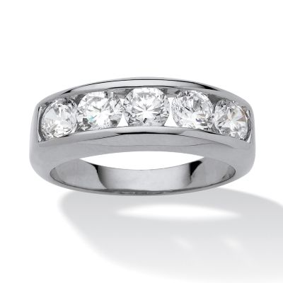 Seta Jewelry Men's 2.50 TCW Round Cubic Zirconia Platinum-plated Ring, White, 11