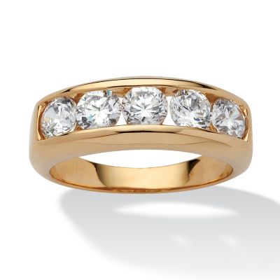 Seta Jewelry Men's 2.50 TCW Round Cubic Zirconia 18k Gold-plated Wedding Band, White, 13 in
