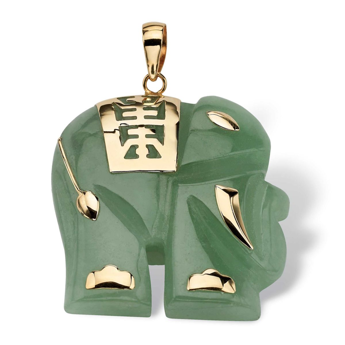 Genuine Jade 14k Gold Good Fortune Elephant Pendant