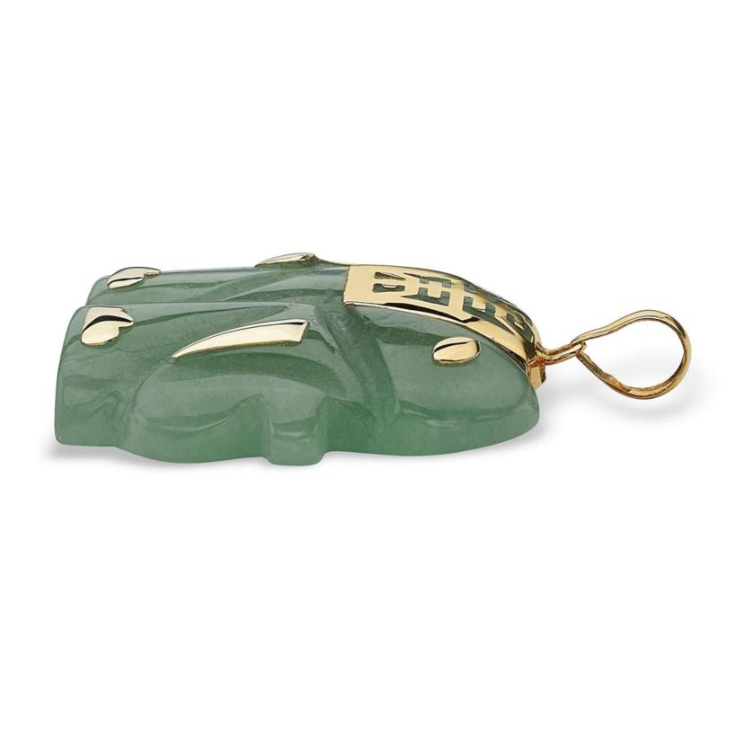 Genuine Jade 14k Gold Good Fortune Elephant Pendant