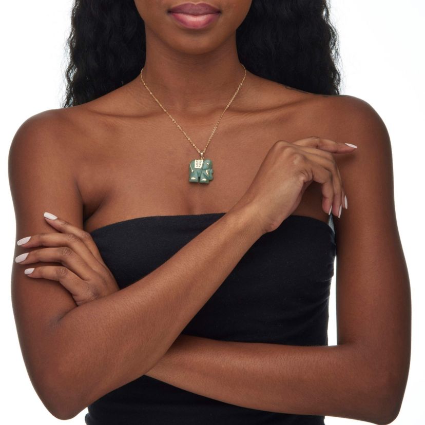 Genuine Jade 14k Gold Good Fortune Elephant Pendant