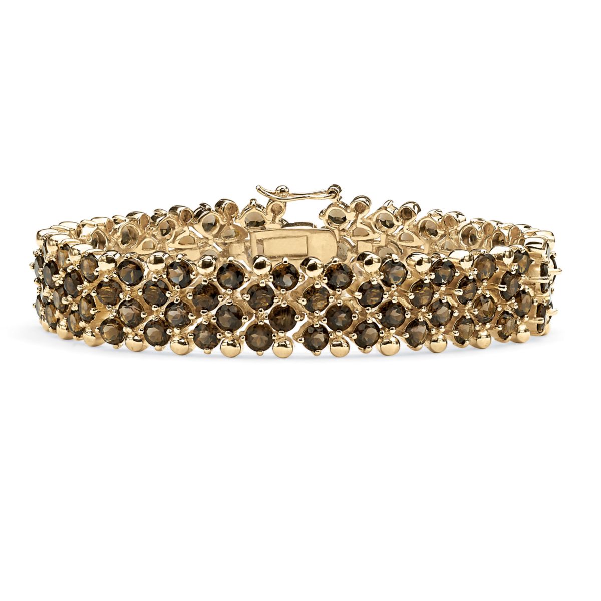 20 TCW Smoky Quartz Tennis Bracelet in Yellow Gold-Plated 7.25"