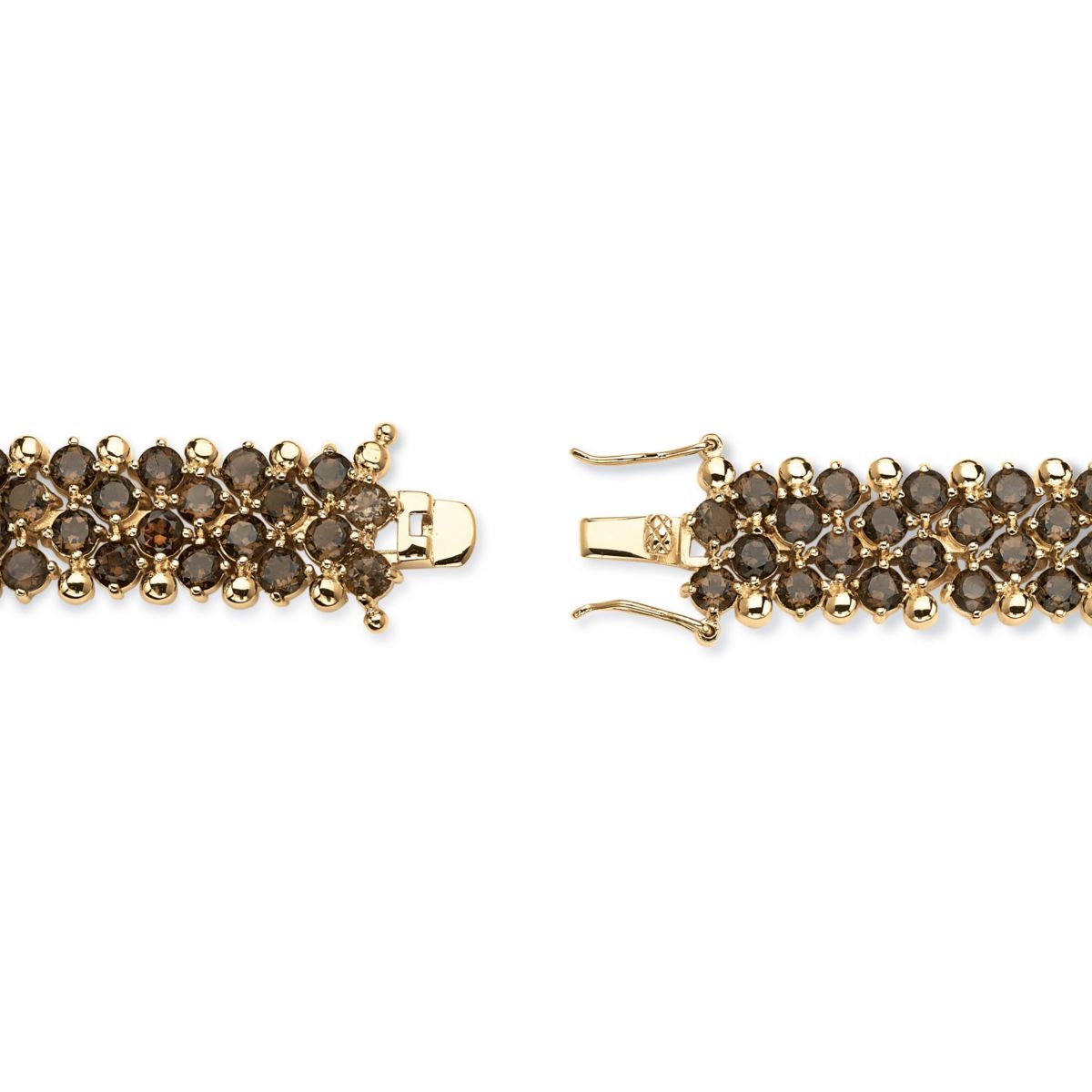 20 TCW Smoky Quartz Tennis Bracelet in Yellow Gold-Plated 7.25"