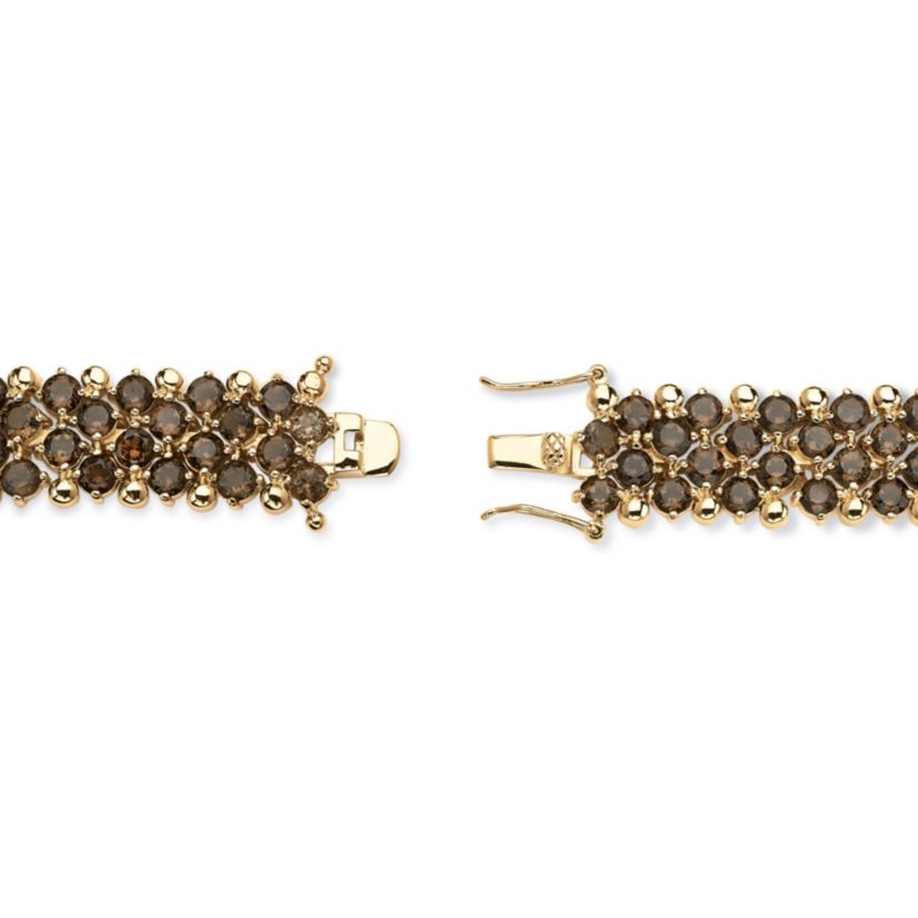 20 TCW Smoky Quartz Tennis Bracelet in Yellow Gold-Plated 7.25"