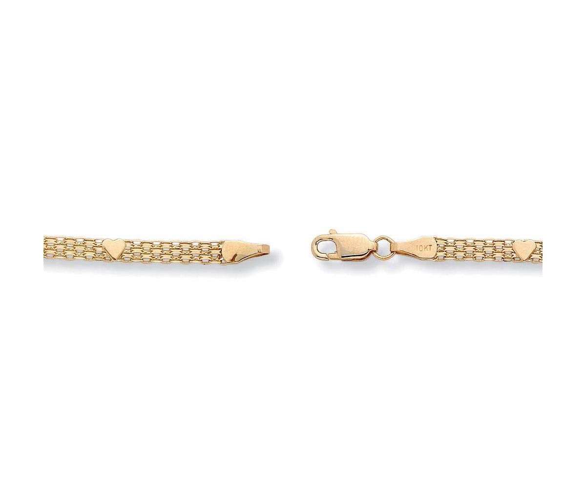 Solid 10k Yellow Gold Bismark-Link Heart Bracelet 7.25"