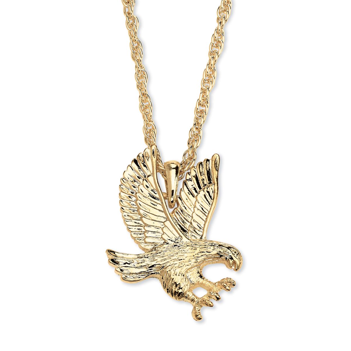 Mens Eagle Pendant and Chain in Yellow Goldtone 24"