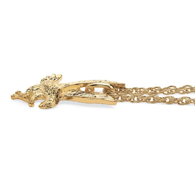 Mens Eagle Pendant and Chain in Yellow Goldtone 24"