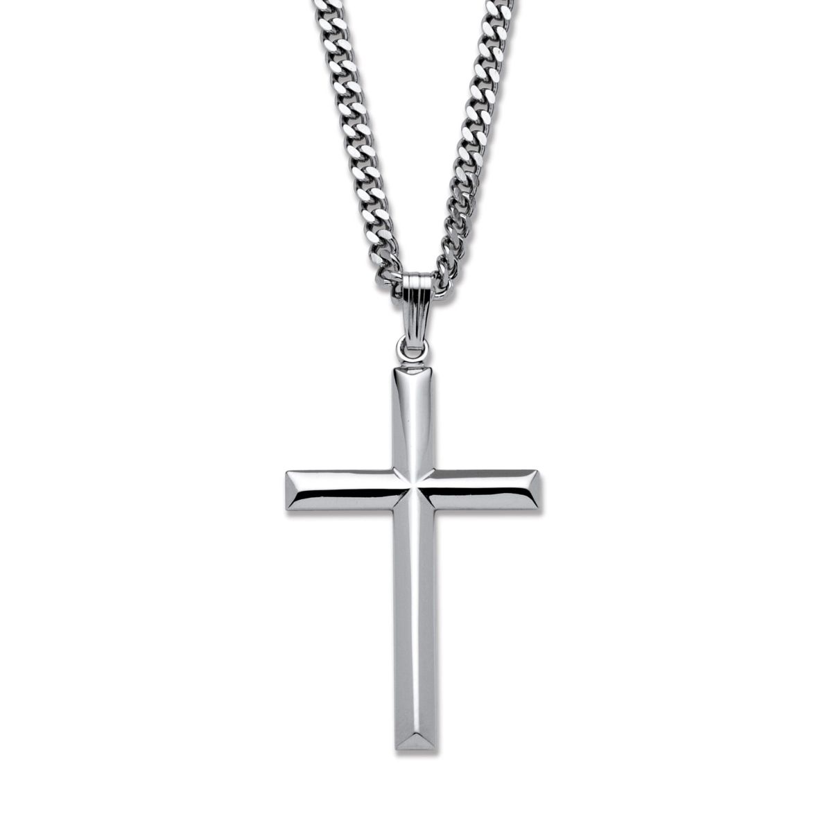 Cross Pendant in .925 Sterling Silver with Stainless Steel Chain 24"