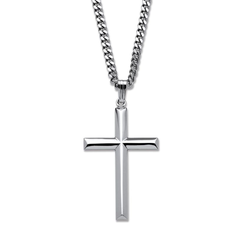Cross Pendant in .925 Sterling Silver with Stainless Steel Chain 24"