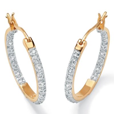 Seta Jewelry 1/10 Cttw. Round Diamond Accented 14k Gold-plated Sterling Silver Hoop Earrings