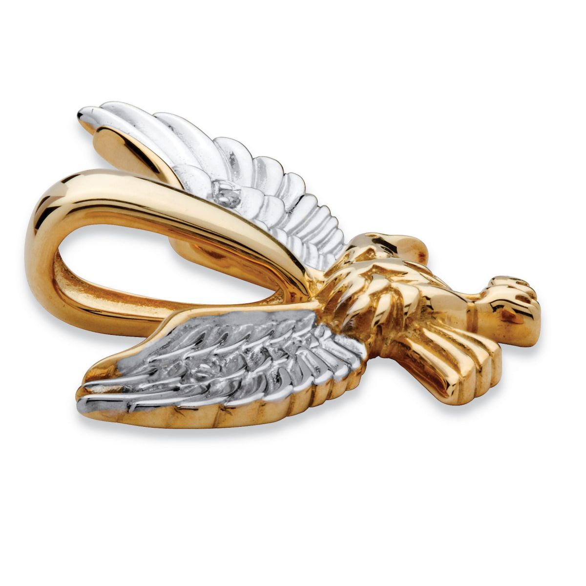 Mens Diamond Accent 10k Yellow Gold Two-Tone Golden Eagle Pendant
