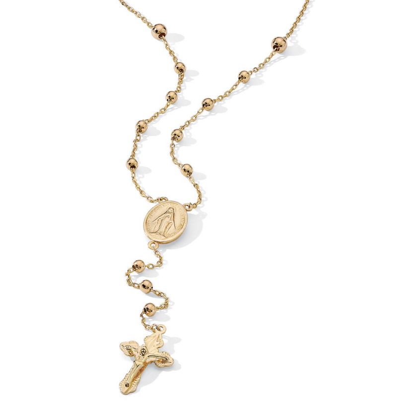 Rosary Style Necklace in Gold-Plated Sterling Silver