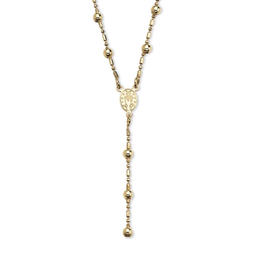 Rosary Style Necklace in Gold-Plated Sterling Silver