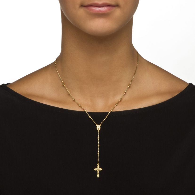 Rosary Style Necklace in Gold-Plated Sterling Silver
