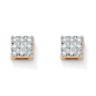 1/7 TCW Round Diamond 10k Yellow Gold Square-Shaped Stud Earrings