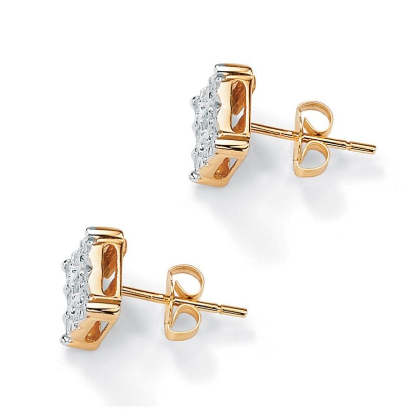 1/7 TCW Round Diamond 10k Yellow Gold Square-Shaped Stud Earrings
