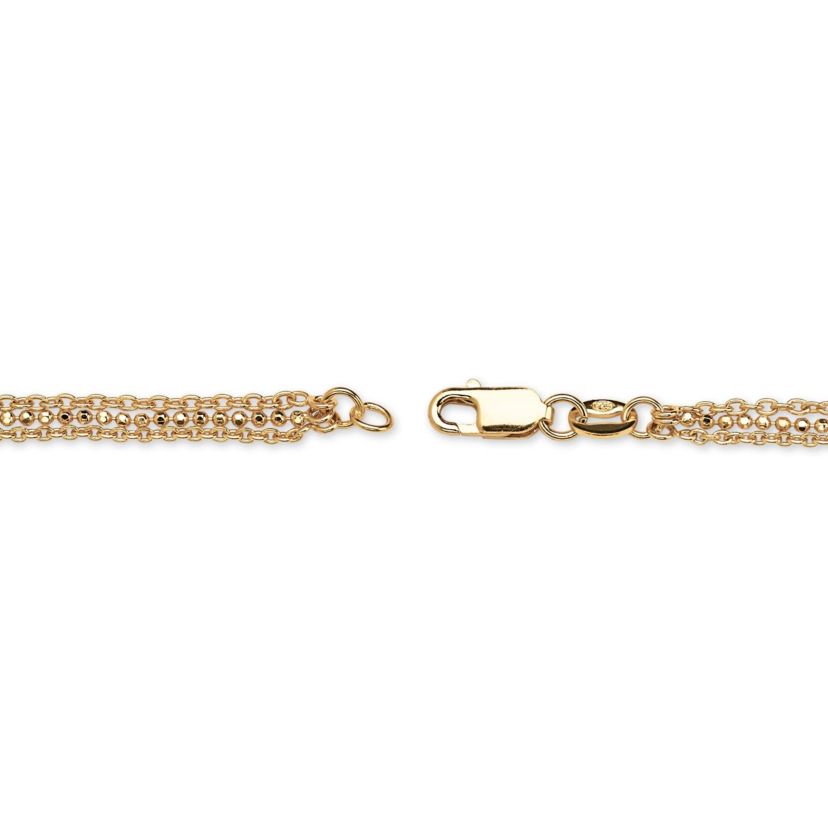 Triple-Strand Beaded Ankle Bracelet in Gold-Plated Sterling Silver