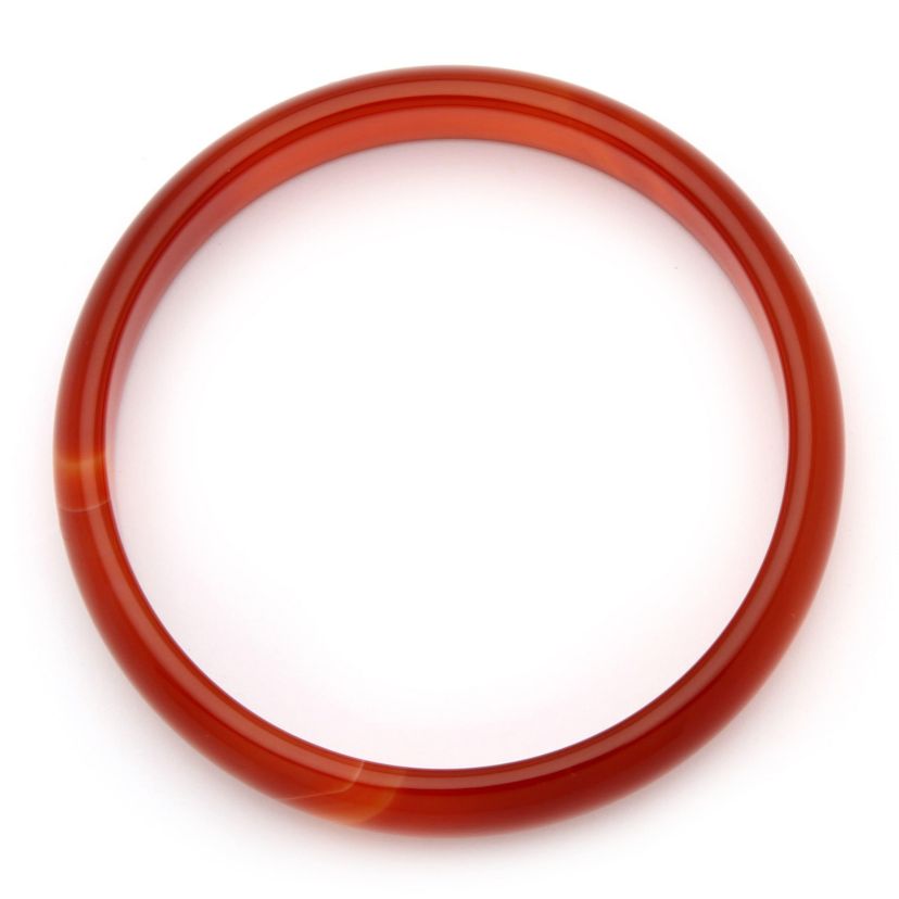 Genuine Red Agate Bangle Bracelet 8.5"